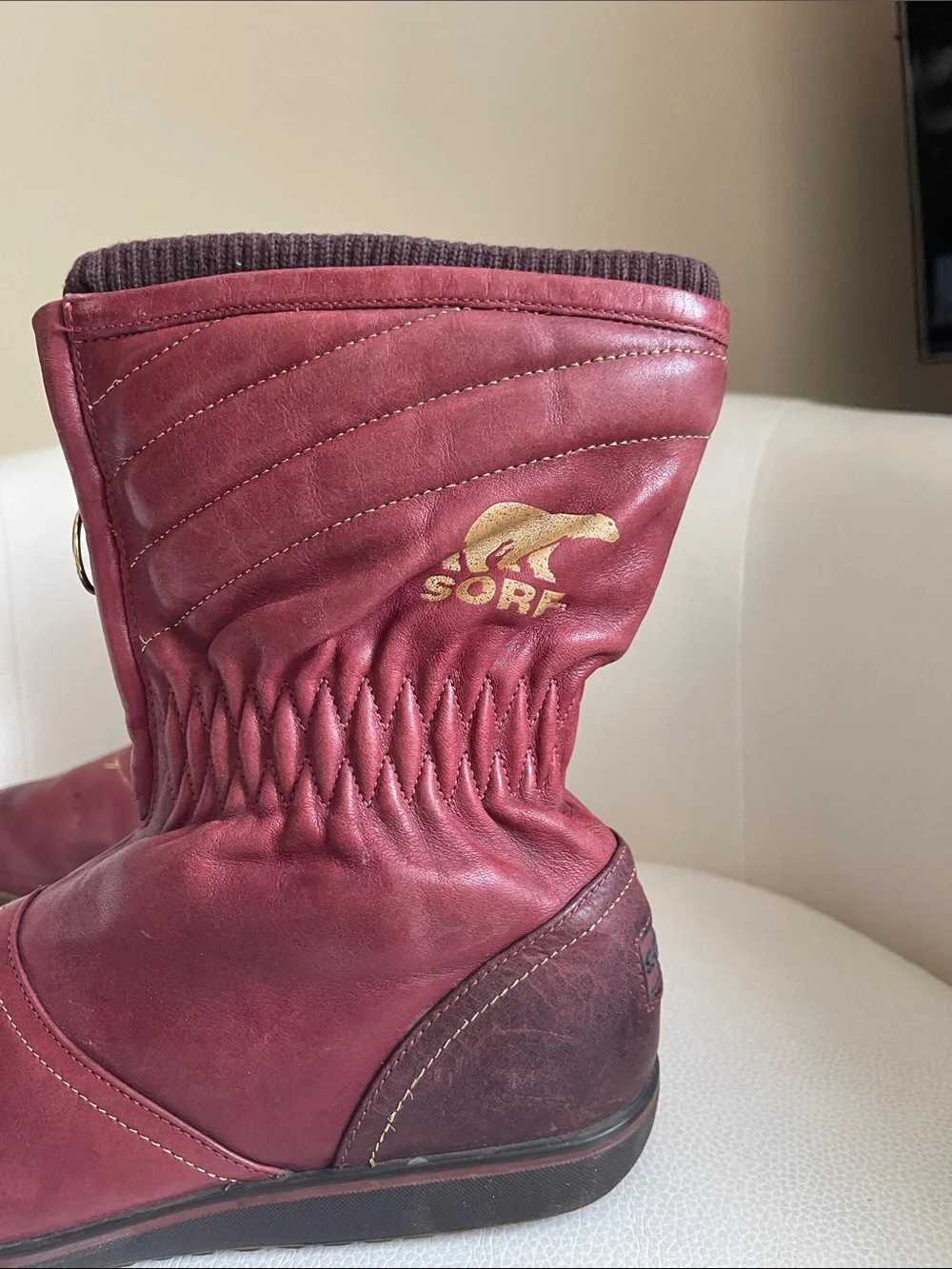 vintage Sorel Firenzy Breve red leather winter boots